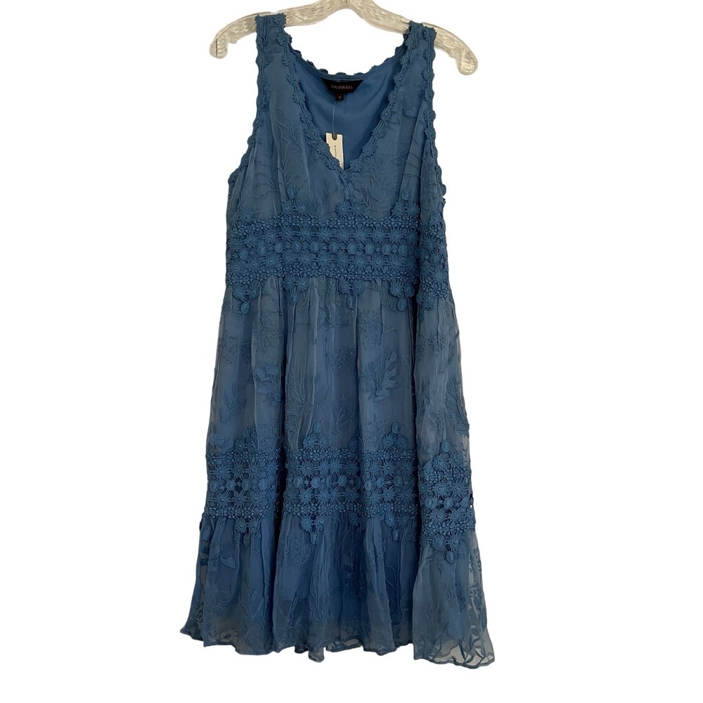 Anthropologie Ronna Gill Blue Midi Dress Size M Boho Cottage Core Sleeveless New